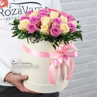 25 кремовых роз в коробке за 6 790 руб. | Бесплатная доставка цветов по  Москве