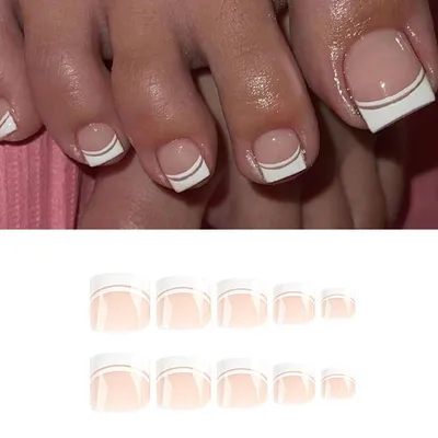 Накладные ногти Beautiful Nail синий френч, форма квадрат, короткие, 24 шт  - купити за найкращою ціною в Україні ➤ KittyShop.com.ua