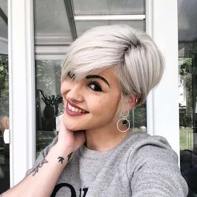 Short white hair, Short hair styles, Pixie haircut