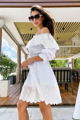 Короткое летнее белое платье с открытыми плечами (ID#1442701582), цена:  1200 ₴, купить на Prom.ua