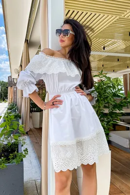 Короткое летнее белое платье с открытыми плечами (ID#1442701582), цена:  1200 ₴, купить на Prom.ua