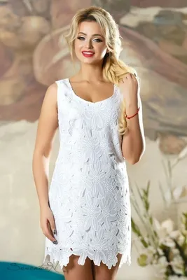 Летнее короткое белое платье мини майка выше колена без рукавов с цветами.  Кружевное. Белое (ID#1087754513), цена: 1161 ₴, купить на Prom.ua