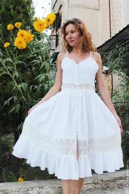 Платье А-силуэта, Белое - описание, цена, фото. | Купить летнее платье в  Москве.