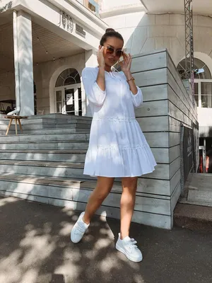 Летнее белое короткое хлопковое платье на бретелях. Купить в Киеве со  скидкой 15% • Интернет-магазин Onlady