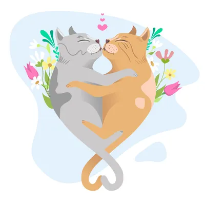 Иллюстрация Кошачья любовь в стиле компьютерная графика |