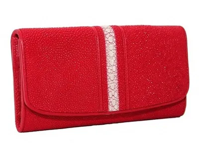 Женский кошелек KONELE из натуральной кожи ската красный, купить в Москве,  цены в интернет-магазинах на Мегамаркет