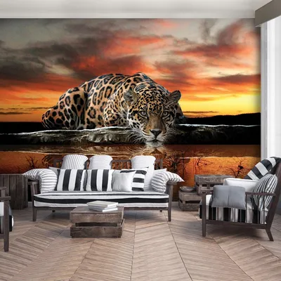Фото обои Животные Кошки Ягуар 254x184 см 3D Отражение леопарда в воде  (126P4)+клей (ID#1217507864), цена: 850 ₴, купить на Prom.ua