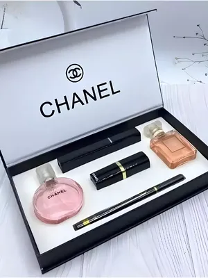 Подарочный набор косметики CHANEL 6 в 1 тушь, подводка, пудра, яркая  стойкая красная помада шанель набор в подарок 4в1 | AliExpress