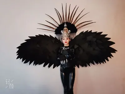 Для женщин вечерние девочек Танцы костюмы для вечеринки черный костюм птицы  темно \"крылья ангела\" ночной клуб одежда | AliExpress