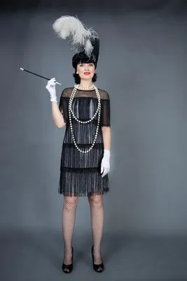 Черный женский костюм «Чарльстон» - платье в стиле Чикаго 30-х годов.