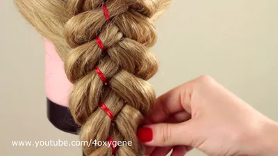 Коса из 5 прядей с лентой. Braid of five strands with ribbon - YouTube