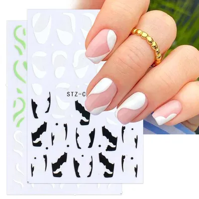 1 лист, наклейки для дизайна ногтей с французской линией, белые косые  полосы, геометрическое сердце, украшение для ногтей – лучшие товары в  онлайн-магазине Джум Гик