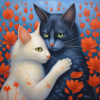 Любовь котов и кошек» — создано в Шедевруме
