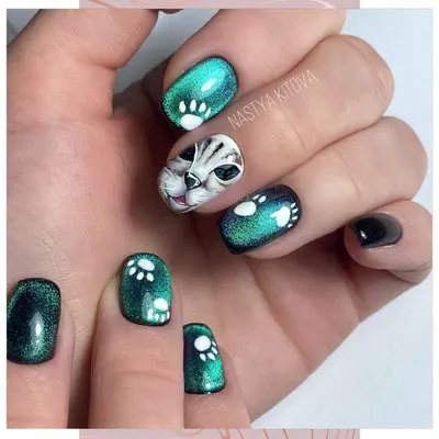 Кот на ногтях. Морда кота | Nails, Beauty