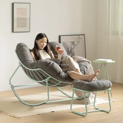 Кованые железная кожа, стулья, Скандинавская мебель для дома, кресло-качалка  для кресла-качалки для одного балкона | AliExpress