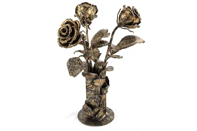 Кованые розы в вазе - Ритуальная композиция №2 (ручная ковка) - фото, цена,  доставка.