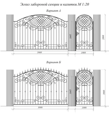 Эскизы кованых заборов