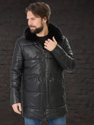 Купить кожаное пальто зимнее женское 392мех, с капюшоном, с поясом,  черно-белое, размер 48, артикул 91840 по цене 34 990 руб. в Москве в  магазине Primo Vello