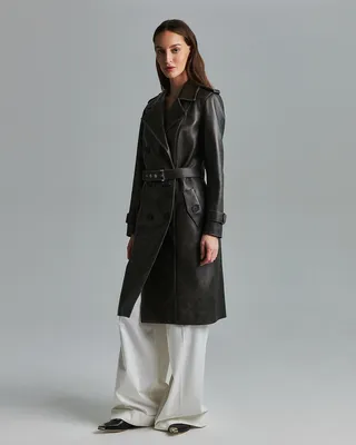 Кожаное пальто vintage чёрный женское - купить в Москве. Модели из  натуральной кожи | AimFactory