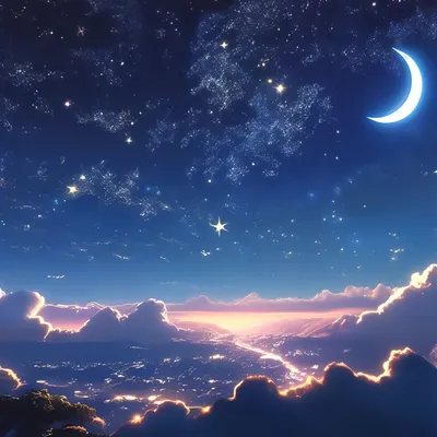 Ночное красивое звёздное небо с …» — создано в Шедевруме