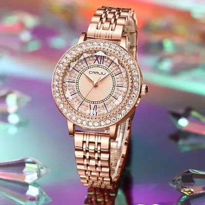 Часы женские бриллиантовое золото наручные, бижутерные часы - купить с  доставкой по выгодным ценам в интернет-магазине OZON (1043339556)