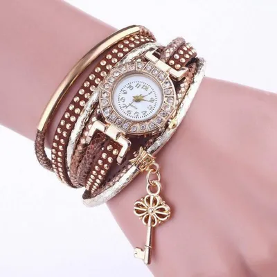 Красивые часы женские белого цвета с золотистым корпусом и белым  ремешкомМагазин бижутерии МАРГО