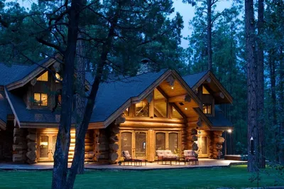 Дома из оцилиндрованного бревна: проекты, цены, 5 ключевых этапов | Log  cabin homes, Log homes, Log home decorating