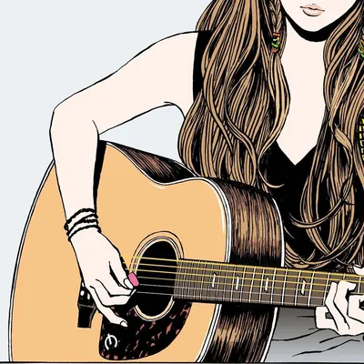 Обои на рабочий стол Девушка с гитарой, обои для рабочего стола, скачать  обои, обои бесплатно