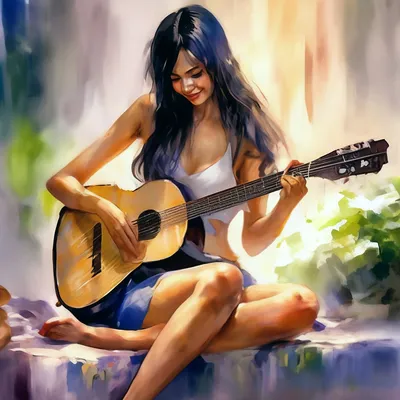 девушка гитарист, неформал, блондинка, кипельный, металл, черная гитара,  красивые глаза, губы, сексуальная, милая, Stock Photo | Adobe Stock