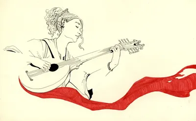 Красивая девушка играет на гитаре сидеть на поле Стоковое Изображение -  изображение насчитывающей довольно, аппаратура: 194798179