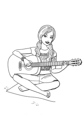 Картинки девушка с гитарой (49 фото) » Картинки, раскраски и трафареты для  всех - Klev.CLUB