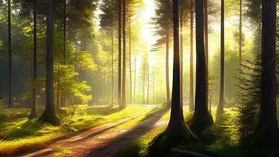 Красивые, зеленые леса в густом …» — создано в Шедевруме