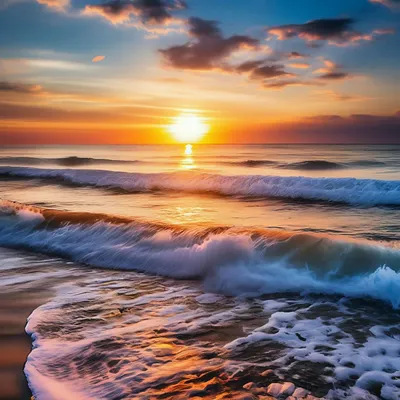 Красивый рассвет на море» — создано в Шедевруме