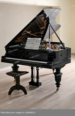 Красивое черное пианино в светлой комнате :: Стоковая фотография ::  Pixel-Shot Studio