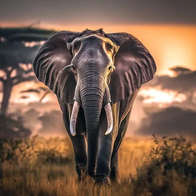 🌞 красивый африканский слон, dark …» — создано в Шедевруме