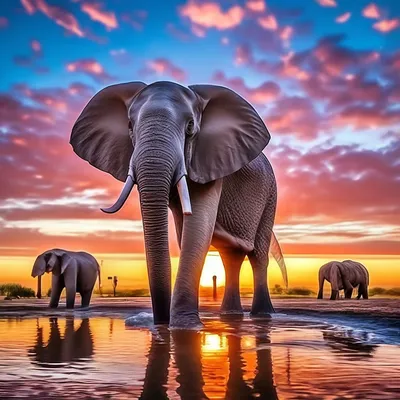 два слона ходят к водопою у одного хобот более толстый, красивые фотографии  слонов фон картинки и Фото для бесплатной загрузки