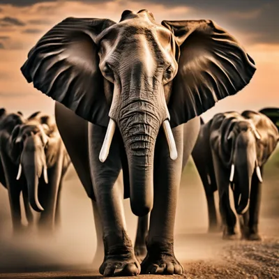 Огромный красивый сильный слон идет …» — создано в Шедевруме