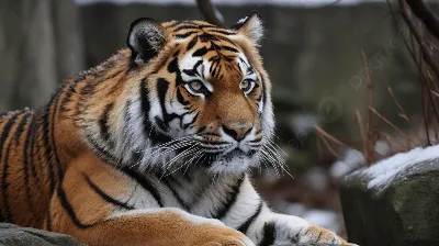 красивый тигр сидит на снегу, амурский тигр токийский зоологический парк  тама, Hd фотография фото, бенгальский тигр фон картинки и Фото для  бесплатной загрузки