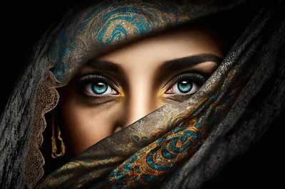 Выразительные глаза восточной женщины в платке исламская девушка с красивыми  глазами крупным планом | Премиум Фото