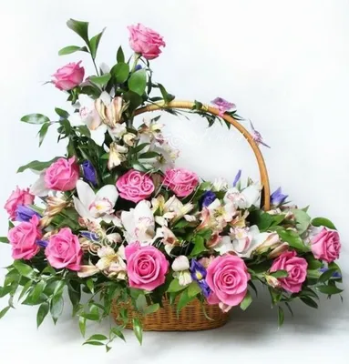 Красивый букет с орхидеями, розами и экзотикой \"Румяная заря\" по цене 15980  руб - купить в Москве с доставкой