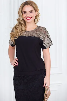 Красивая блузка с кружевом LAVI-Мишель чёрный / золотистый цена-2278 р. в  интернет магазине beauti-full.ru
