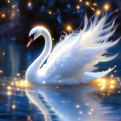 Волшебство белоснежный красивый лебедь…» — создано в Шедевруме