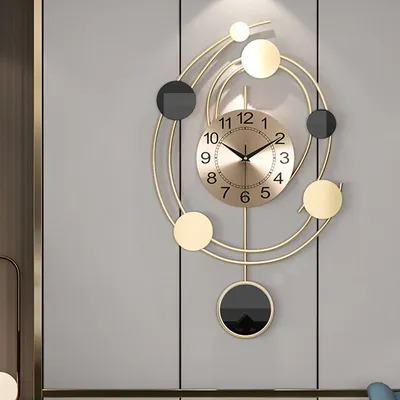Роскошные гигантские настенные часы Mechanic, современный дизайн, бесшумные  золотые настенные часы, металлические настенные часы, настенные домашние  часы для гостиной | AliExpress