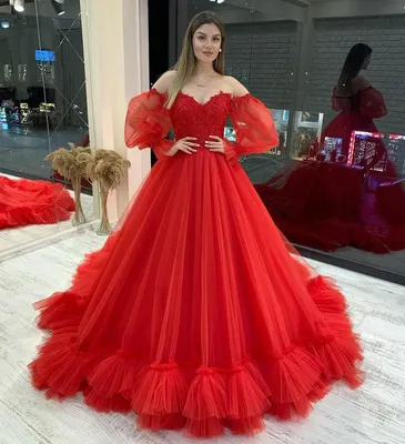 Красные готические свадебные платья, длинные платья с пышными рукавами,  фатиновые платья с открытой спиной для вечевечерние НКИ, красивые платья  для конкурса, 2022 | AliExpress