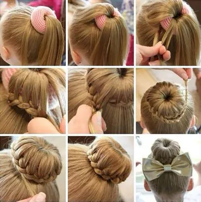 15 простых причесок для девочки (фото) | Cute bun hairstyles, Hair bun  tutorial, Curly hair styles easy