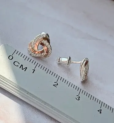 Серебряные серьги женские с золотом \"Сидней\" Стильные и красивые сережки в  виде узла серебро с камнями (ID#1752715216), цена: 984 ₴, купить на Prom.ua