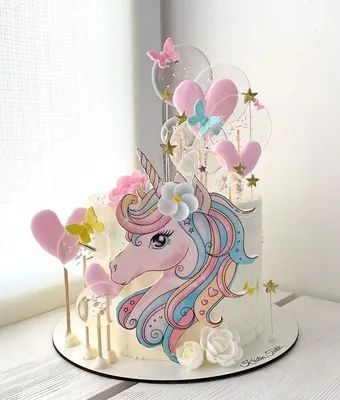 Пин от пользователя Ilva Grillo на доске Unicorn birthday cake | Торт с  пони, Торт ко дню рождения девочки, Тематические торты