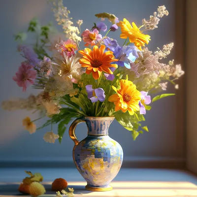 Букет полевых цветов 29 ромашек с васильками и гиперикум купить с доставкой  в СПб