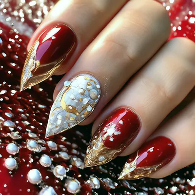 На заметку: 100+ идей новогоднего маникюра 2024 | Winter nails, Red nails,  Gel nails