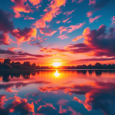 Красивый закат солнца» — создано в Шедевруме